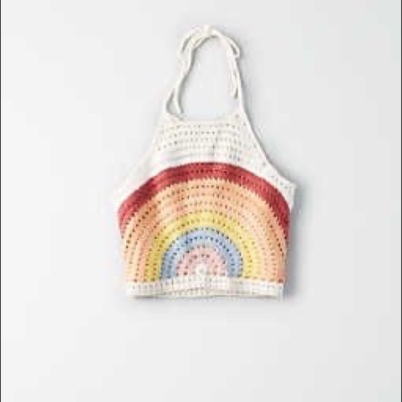 rainbow crochet crop top